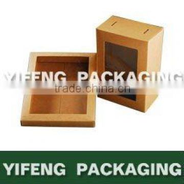 brown kraft paper box with clear window