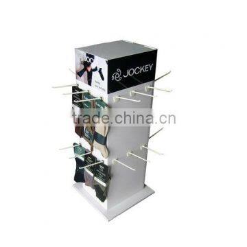 POS Cardboard Floor Display Stand With Peg Hooks for Mobile Phone Accessories