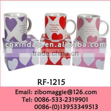 2016 Popular Promotion Valentine's Designed Ceramic Custom Shape Drinking Coffee Mugs for Gift