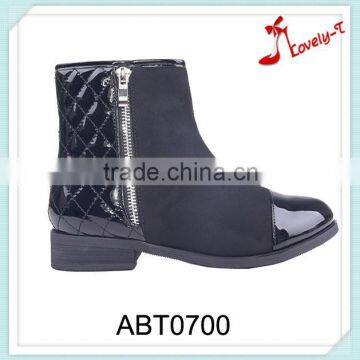 Comfort woman low heel boots half shiny upper female zipper ankle boots for women