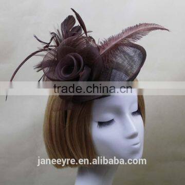 2015 Ladies Design Feather Fascinator Sinamay For Party/Races/Chuch