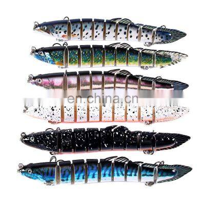 Classic  14cm 21.4g  6 colors  Pike Fishing Baits Hook 9 Segment Lifelike Skin Multi Joint Body Pike Lure