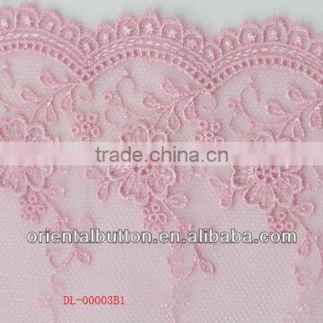 the beautiful design pink flower embroidery lace trimming