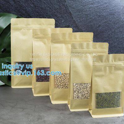 Kraft Stand Up Reusable Sealing All-Purpose Food Storage Pouches PE Reclosable Lock With Tear Notch For Candy Beans photo-2