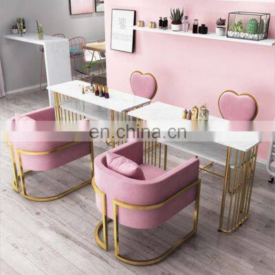 Fashion Lady Beauty Salon Furniture Pink Luxury Nail Table Manicure Table Nail Chair photo-2