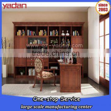 Study room Modern panel cabinet corner bookcase with study table design