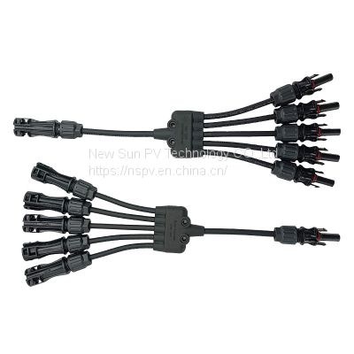 NewSun high quality factory custom 2to1 3to1 4to1 5to1 solar pv wire harness with male female connector