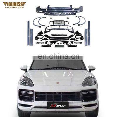 Ukiss Car Bumpers For 18-21 Porsche Cayenne 9Y0 Modified Turbo Front Bumper With Grille Door Panel Wheel Arch Diffuser Body Kits