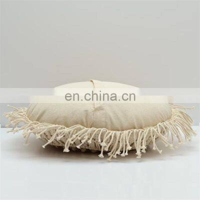 Hot Sale Macrame Decorative Cushion With Tassel Round Sofa Pillow, Bohemian Living, Yoga or Meditation Cushion photo-3