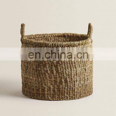 Handwoven Natural Seagrass Laundry Basket Decor Set Of 2 Straw Storage Basket photo-2
