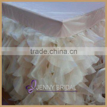TC012G Custom Well-made Ivory White Curly Willow Table Skirt,skirt for Round Table photo-2