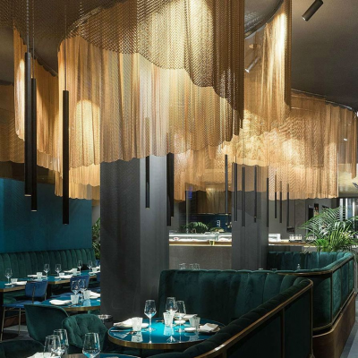 Factory Supply Metal Coil Curtain Metal Mesh Chain Link Screen Mesh Ceilings for Interior Exterior Design