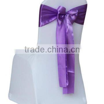 cheap spandex chair cover with lavender self-tie chair sash