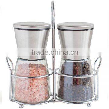 Top quality 18/8 SS Salt and Pepper Shakers with Matching Stand Salt and Pepper Grinders                        
                                                Quality Choice