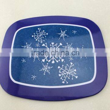 snow pattern rectangular tin tray,metal tin tray