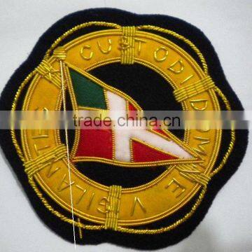 Hand Machine Embroidred Bullion wire Patches Badges