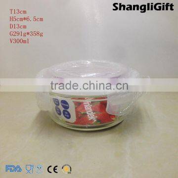 300ml Round Glass Bowl 10oz Glass Container With Locking Lids