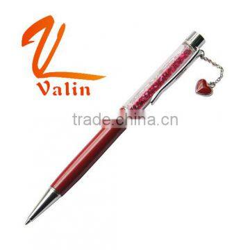 2016 hot sale gift item crystal metal ballpoint pen with key chain