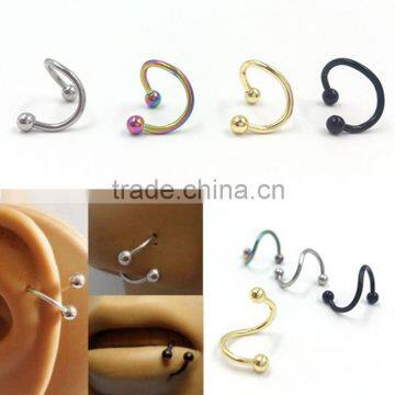 4PCS Different Colors Nose Piercing Unique Design Stainless Steel Twist Nose Lip Ring Nose Stud Body Piercing Jewelry For Women