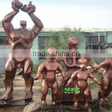 Bronze abstract group figures sculpture