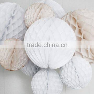 8 inch pure white round tissue paper honeycomb ball for wedding ceremony