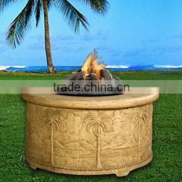 Outdoor Stone Palm Outdoor Ceramic Stone Wood Burning Warming Fire Pit