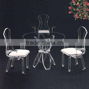 A set of romantic wedding round table and chair acrylic furniture set