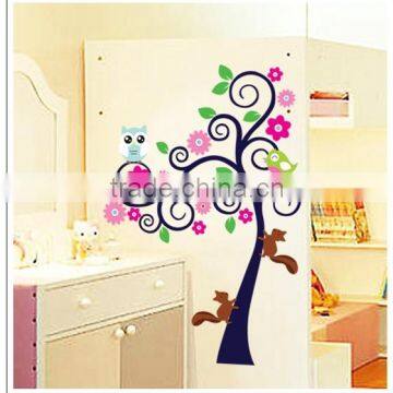 ALFOREVER the colorful owl tree sticker,putty owl decals