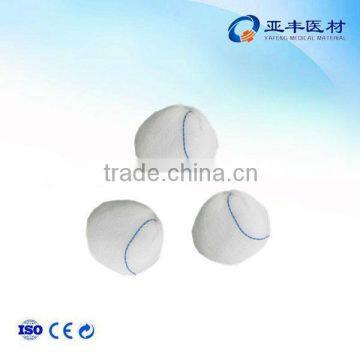 Dental cotton gauze ball with x-ray thread