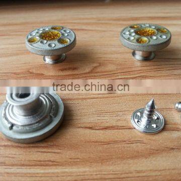 Silver Matt Color With Glitter Enamelled Metal Jeans Tack Button For Jeans / Jacket --- J1529 photo-2