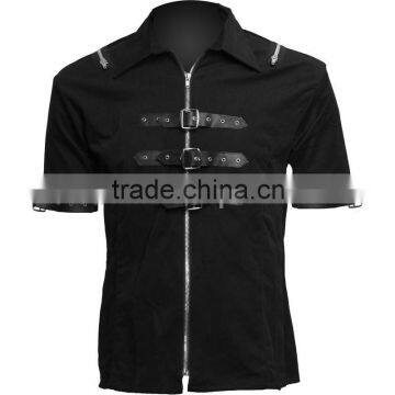 GOTHIC SHIRT BLACK COLOR WITH FRONTSIDE BUCKLES