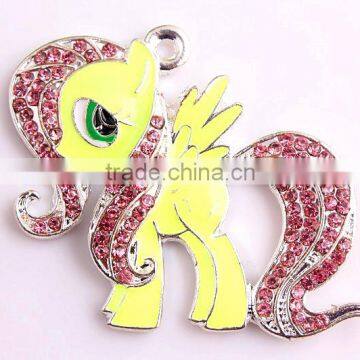 Wholesale Chunky Necklaces Fashion Alloy Zinc Rhinestone rainbow charm cartoon large pendants for kids jewelry making!