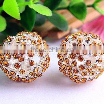 Wow!! Top Quality fashion 20mm large round rhinestone alloy charm crystal beads for chunky necklaces making!