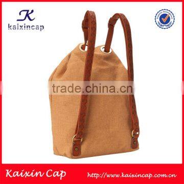 custom small quantity order high quality leather strap foldable backpack