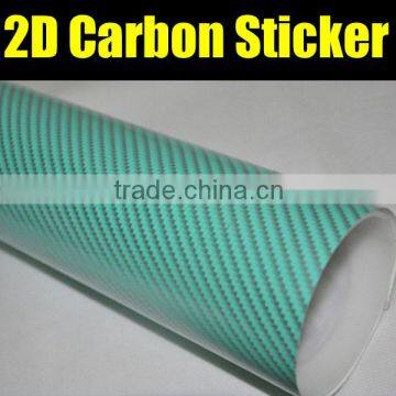 Green 2D Carbon Fiber Vinyl Film, Glossy Wrapping Vinyl Sheet Without air drain Thickness:0.15mm 1.27*50m