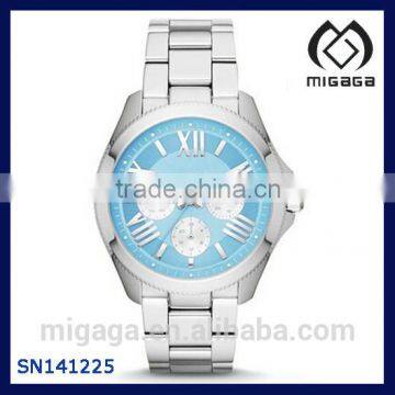 Women's Multifunction Stainless Steel Watch - Silver-Tone with Blue Dial Quartz Mot Watch For women 316L