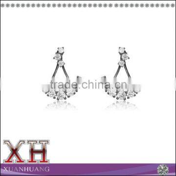 Sterling Silver Black Rhodium White CZ Anchor Jacket Earrings