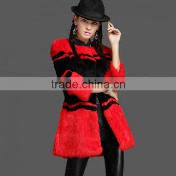 Newest Trendy Rabbit Natural Fur Coats Korea Women Sexy Winter Coat "11"