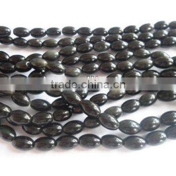 Natural stone black obsidian rice beads jewelry