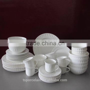 48pcs embossed porcelain dinner set