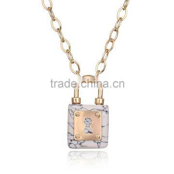Marble Stone Lock Pendent Necklace photo-3