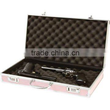 Pink Aluminum Locked Locking Gun Pistol Handgun Case with Foam Inserts