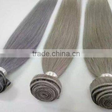 100% Virgin Brazilian Natural Straight Grey Human Hair Weave Extension Unprocessed