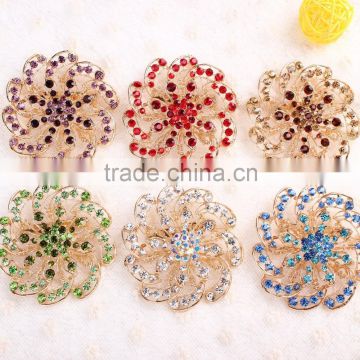 Rhinestone flower brooch pins,Fashion designs crystal rhinestone brooch pin for dresses,wedding