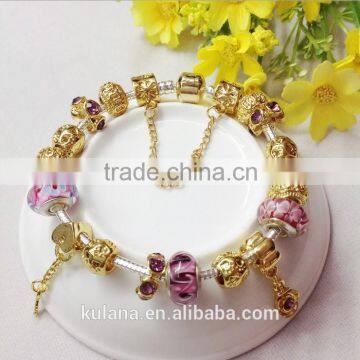 New Stock Fashion Jewelry Alloy Material Glass Beads DIY Charm Christmas Bracelet