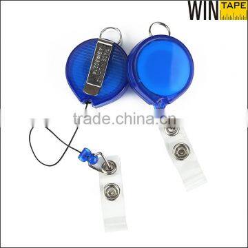 Blue Round Cheap Plastic Case Personalized Logo Mini Retractable Badge Reel with Tape