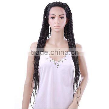 30" Japanese Fiber Micro Pre Braided 3x Box Braids Large African American Synthetic Lace Front Braided Wigs photo-3