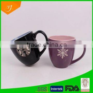 Starbucks mug colour inside,high quality debossed ceramic mug with logo