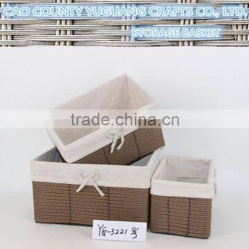 Handcrafting plastic rattan basket for home organization