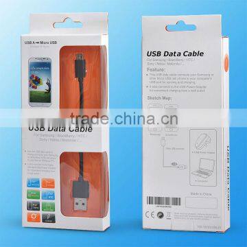 colorful gift box packing black color 1M Micro USB cable for Galaxy S2,S3,S4